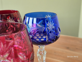 Boheems Kristal Glas set (1) van 6x op hoge voet 20,5 cm alle kleuren