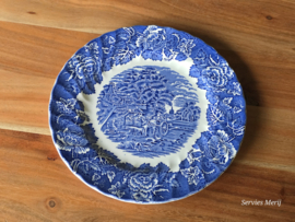 Engels blauw Wood & Sons Woods Ware English Scenery plat dinerbord 25 cm(ribbel rand)