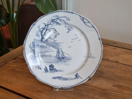 Petrus Regout Marines donkerblauw plat dinerbord 23,5 cm (hoekig model, horizon)