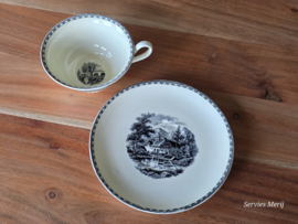 Landschap Zwart Societe Ceramique kop en schotel (rond model)
