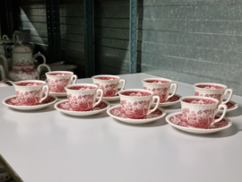 Villeroy en Boch Rusticana rood set 8x Koffie Kop en schotel