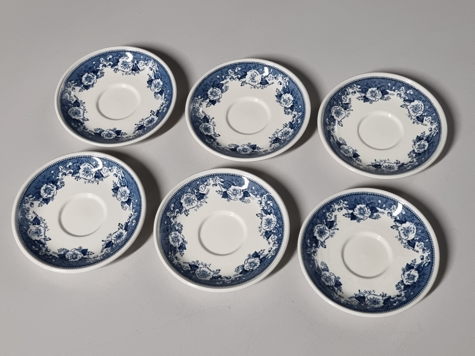 Villeroy en Boch Balmoral blauw set 6x espresso kop en schotel