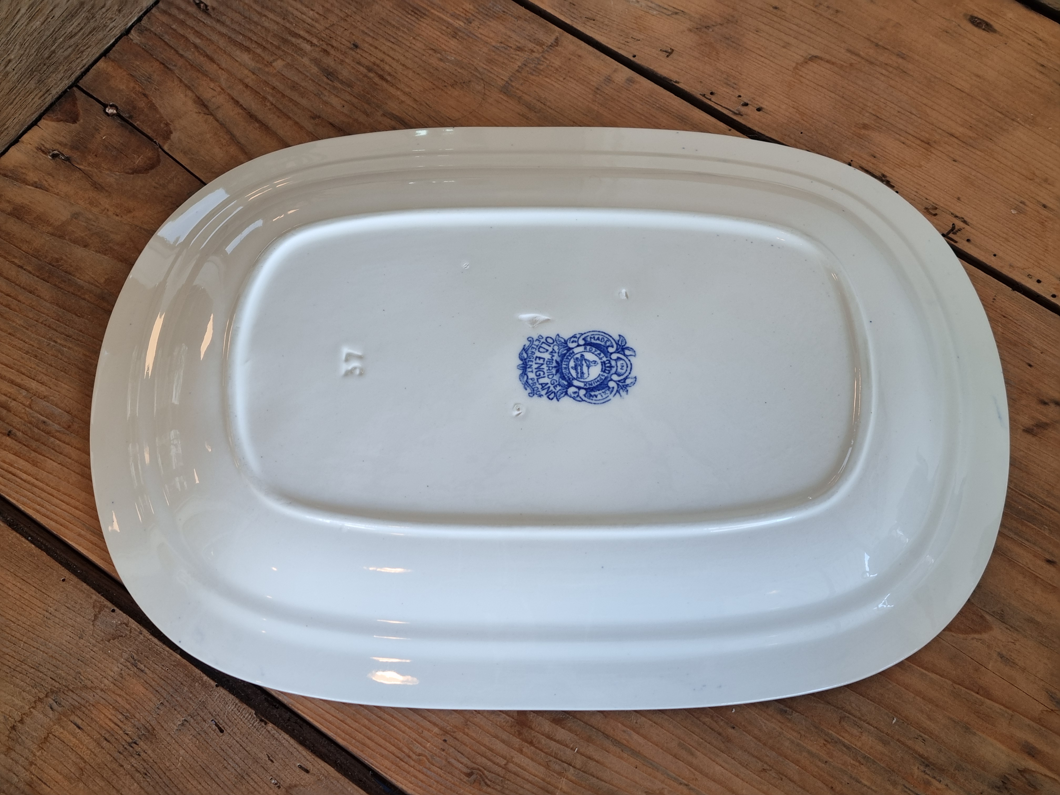 Regout Castillo Old England Cambridge blauw robuuste rechthoekige schaal 37 cm