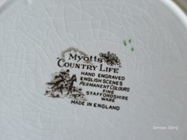 Engels bruin ingekleurd Jachtservies Myott's Country Life set 6x plat dinerbord 25 cm (met verkleuring)