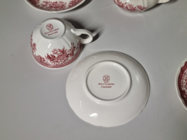Verkocht = Villeroy en Boch Fasan rood Villeroy en Boch theeservies 6 personen