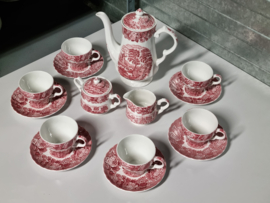 Engels rood Woods Ware Koffieservies of als Theeservies 6-pers.