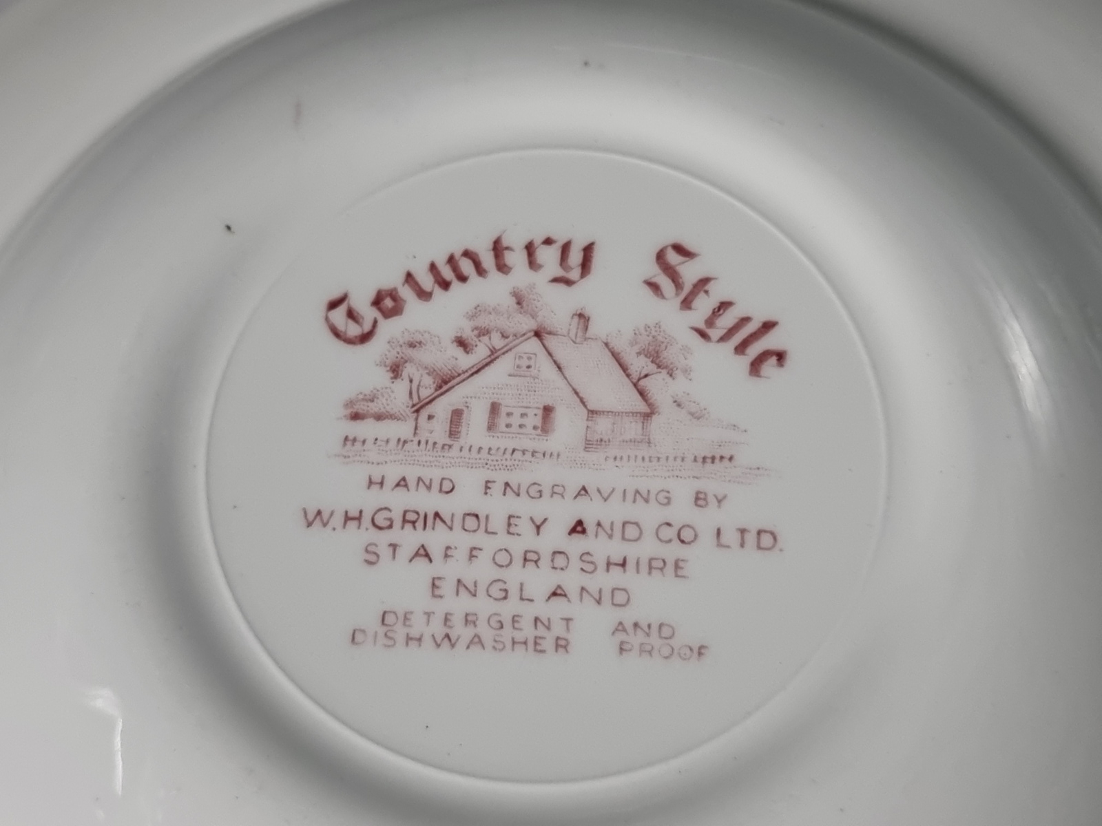 Engels rood Country Style diep pasta curry bord 23 cm