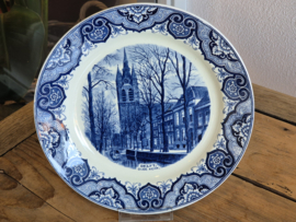 Wandbord Societe Ceramique Mooi Nederland Delft Oude Kerk blauw 23 cm