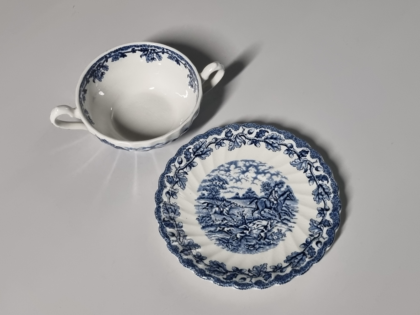 Engels blauw Myott's Country Life Soepkom met schotel