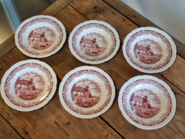 Boerenhoeve Rood Societe Ceramique set 6x diep pasta curry bord 24 cm