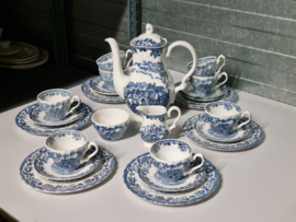 Engels blauw Jachtservies Myott's Country Life Koffieservies Ontbijtservies 8-pers.