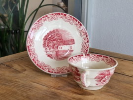 Boerenhoeve rood Societe Ceramique chocolade kop en schotel