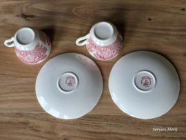 Engels rood Enoch Wedgwood Avon Cottage set 2x kop en schotel