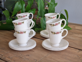 Wedgwood Briar Rose set 8x Koffie Kop en schotel