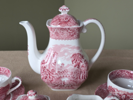 Engels rood Enoch Wedgwood River Scene koffieservies theeservies 4 personen