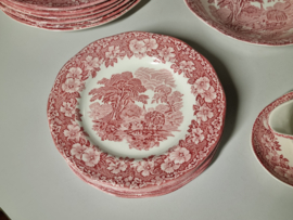 Engels rood Enoch Wedgwood Woodland serviesset 21-delig