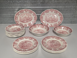 Engels rood Historical Ports serviesset 8 personen