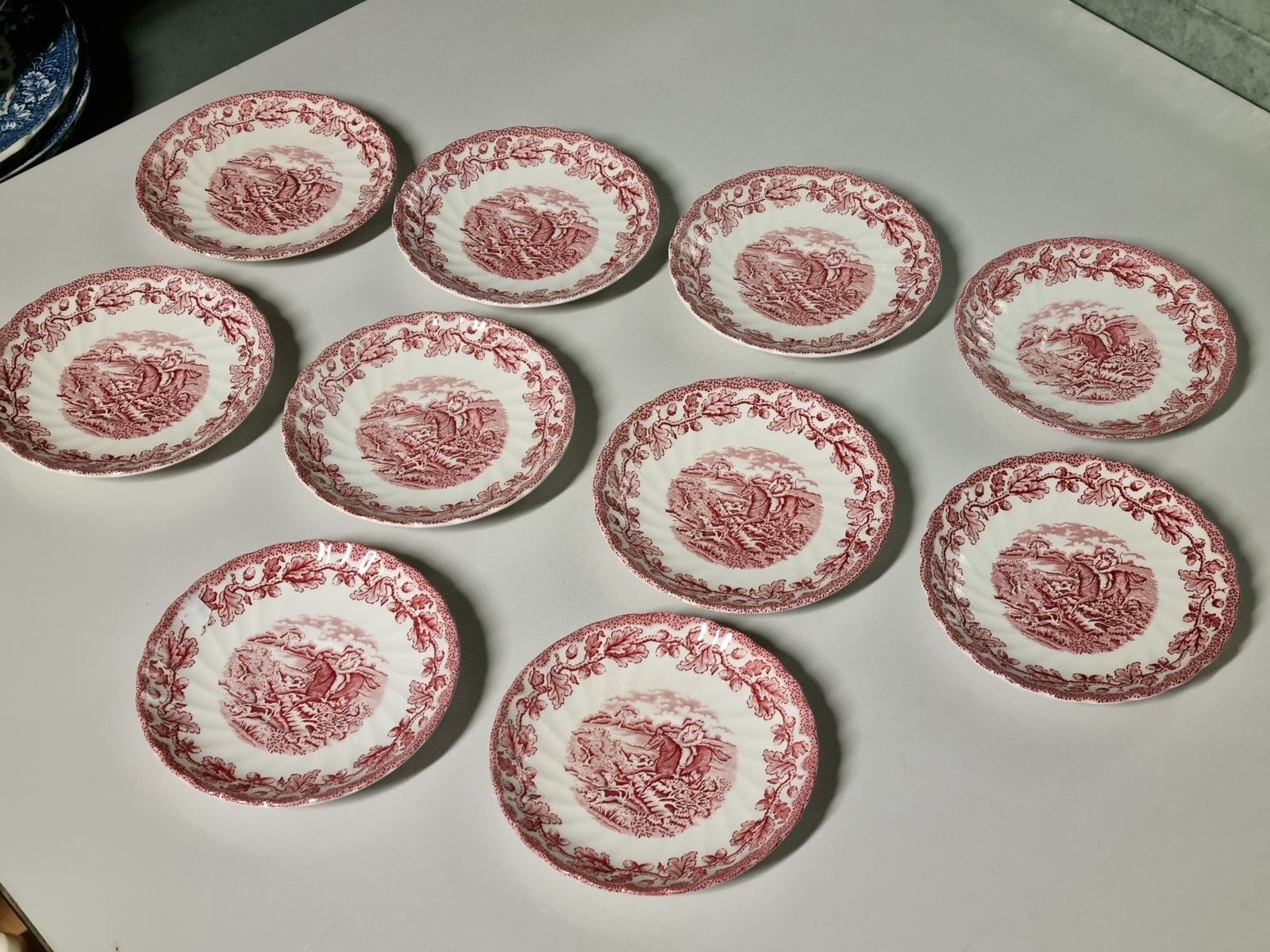 Engels rood Jachtservies Myott's Country Life set 10x Kop en schotel (B-keus!)