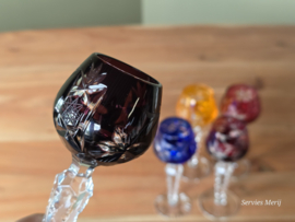 Boheems Kristal Glas set van 5x op voet 13,2 cm