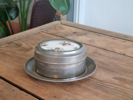 Vintage Doosje van metaal met bloemen print (ovaal model)