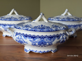 Boch BFK decor Dordrecht blauw set 3x dekschaal terrine (kleinste model)