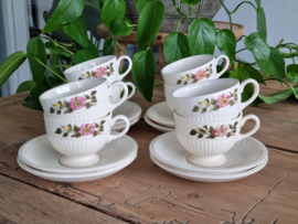 Wedgwood Briar Rose set 8x Thee Kop en schotel Ø 8 cm.