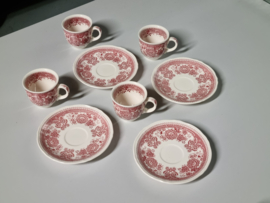 Villeroy en Boch Burgenland rood set 4x Espresso Kop en schotel