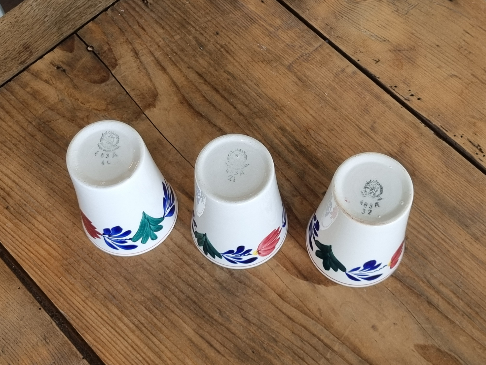 Oud Boerenbont Societe Ceramique 483a Set 3x Mok Beker 10 cm