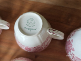 Villeroy en Boch Burgenland rood set  8x koffie kop en schotel (oud groen stempel)