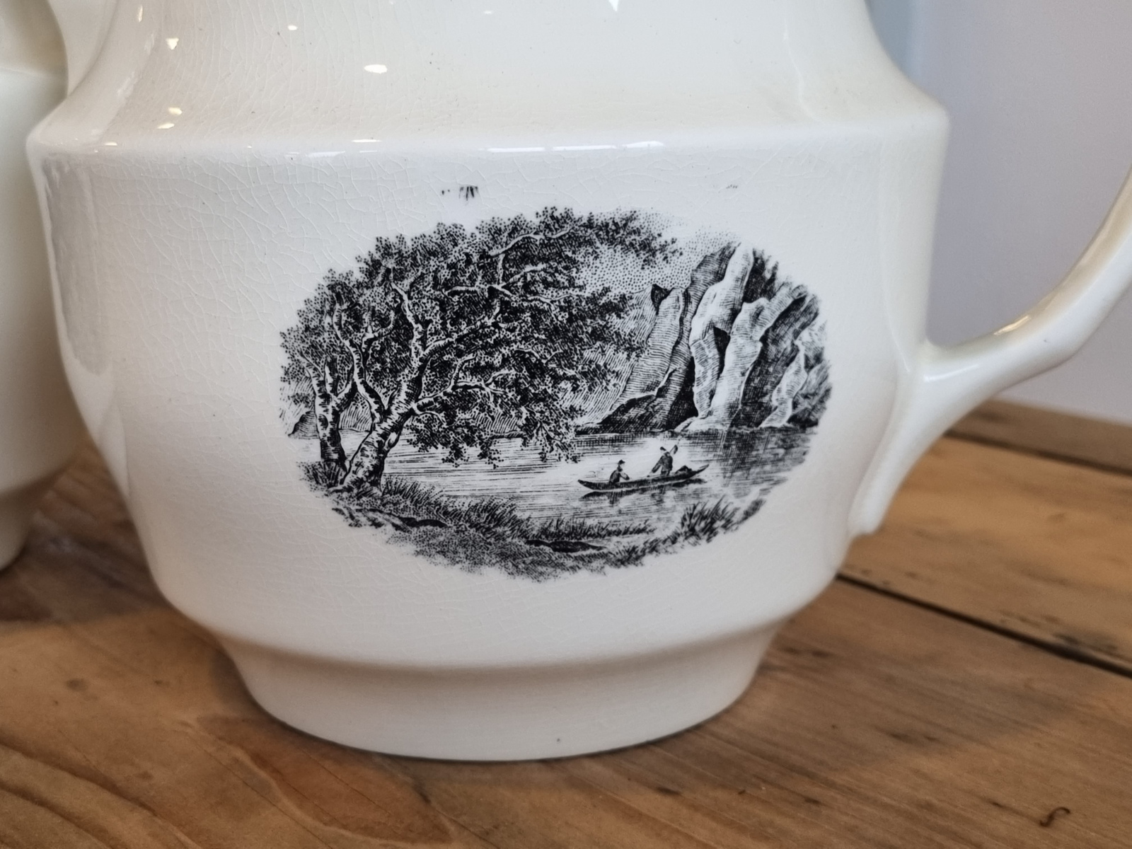 Landschap Zwart Société Céramique set 3x opeenvolgende kannen nr. 1, 2 en 3