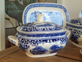 Regout Old England Castillo blauw complete dinerset 8 personen (hoekig model)