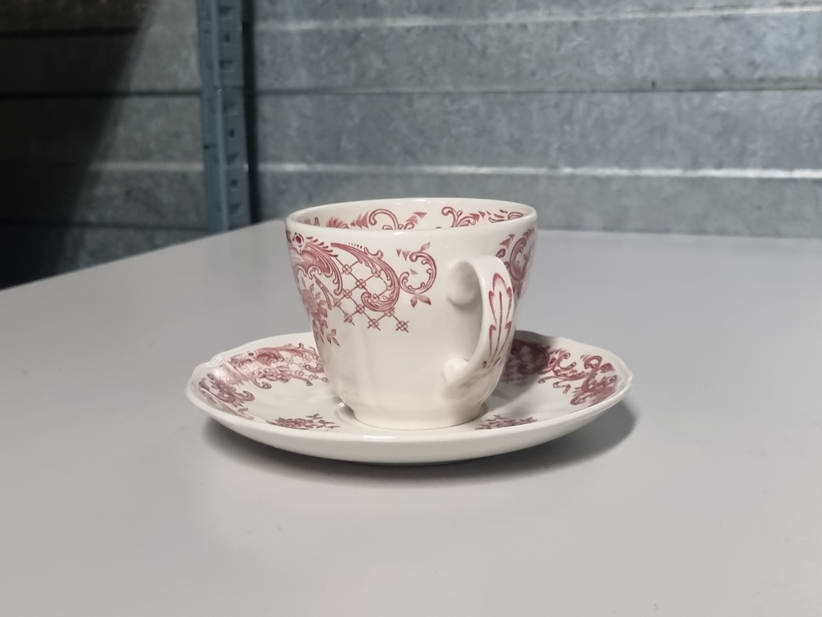 Villeroy en Boch Valeria rood Koffie Kop en schotel, bruin stempel