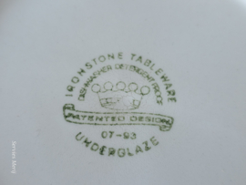 Engels blauw Ironstone Tableware hoge ronde schaal 24,5 cm