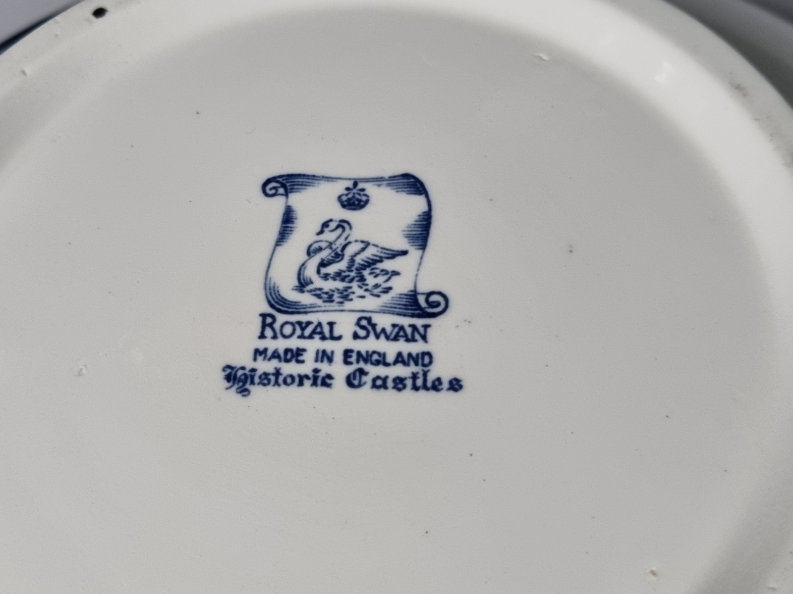 Engels blauw Royal Swan Historie Castles dekschaal terrine