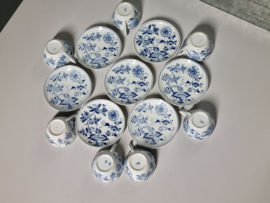 Zwiebelmuster Regout set 7x Thee Kop en schotel (hoekig oortje)