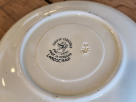 Landschap Zwart Societe Ceramique set 3x Thee Kop en schotel  (rond model)