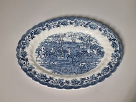 Engels blauw Jachtservies Myott's Country Life ovale schaal 29,5 cm