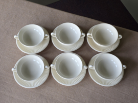 Wedgwood Edme set 6x soepkom met schotel (groen stempel)