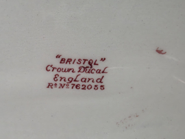 Engels rood Crown Ducal Bristol ovale schaal 31,5 cm