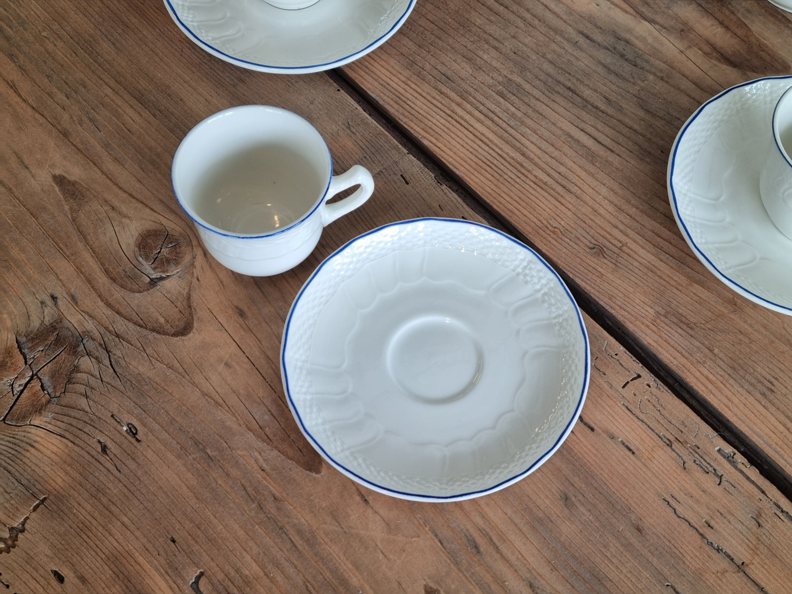 Boch Belgium MRL wit/blauw Espresso servies 6-pers.