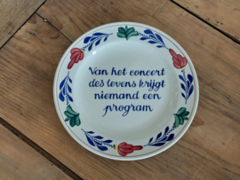 Boerenbont Boch Wandbord Spreukenbord Concert des levens ø 21,5 cm