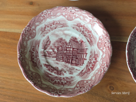 Engels rood Grindley Country Inns set 6x Soepkom met schotel