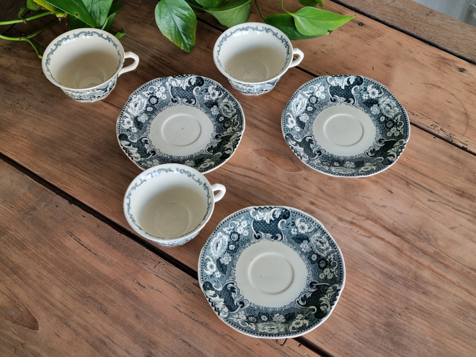 Victoria Groen Societe Ceramique set 3x Dejeuner Ontbijtsetje (creme)