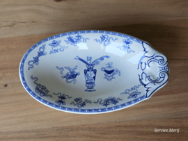 Potiche blauw Petrus Regout ovale schaal 23 cm