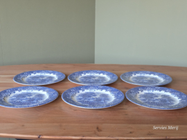 Engels blauw English Ironstone Tableware EIT set 6x dinerbord 25 cm (hooiwagen)