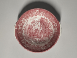 Engels rood Coaching Taverns Royal Tudor Ware Staffordshire Hoge ronde schaal 20,5 cm
