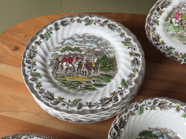 Engels bruin ingekleurd Jachtservies Myott's Country Life Eetservies 8 personen