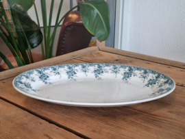 Societe Ceramique Andree petrol ovale schaal 34,5 cm