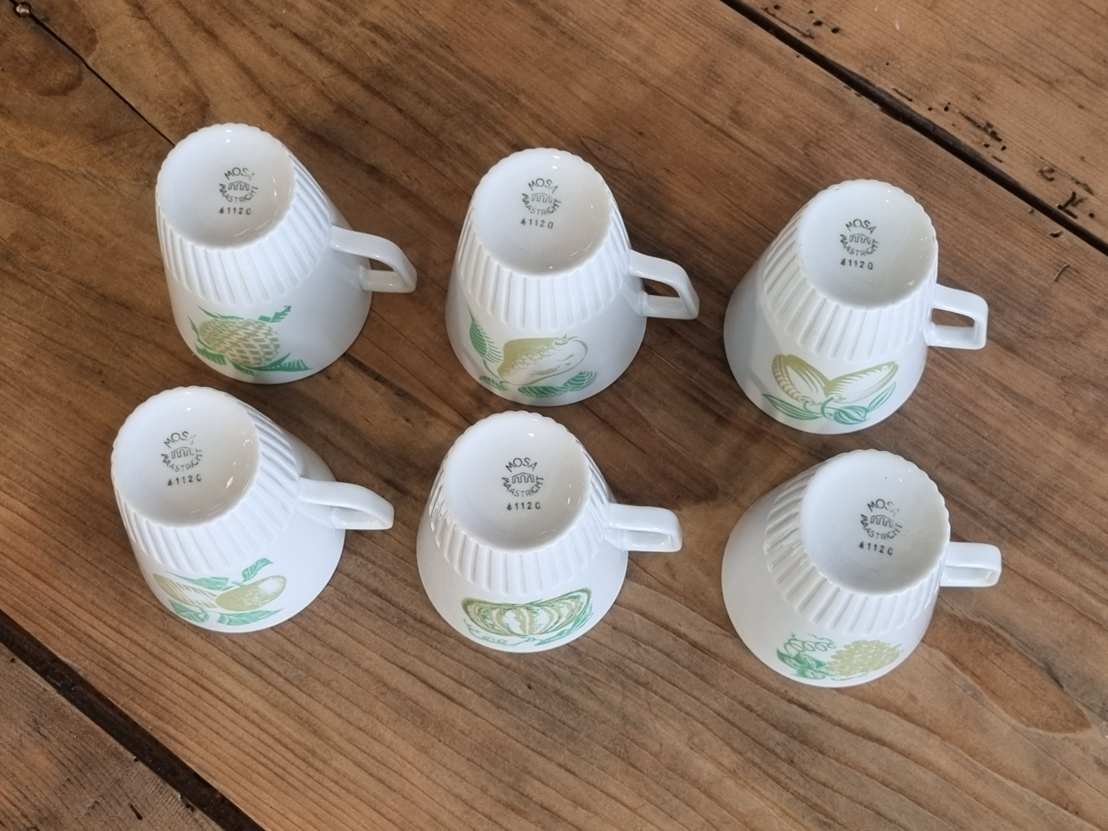 Vintage Mosa set 6x Mokje (afb. fruit)