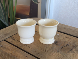 Societe Ceramique set 2x eierdopje laag model creme